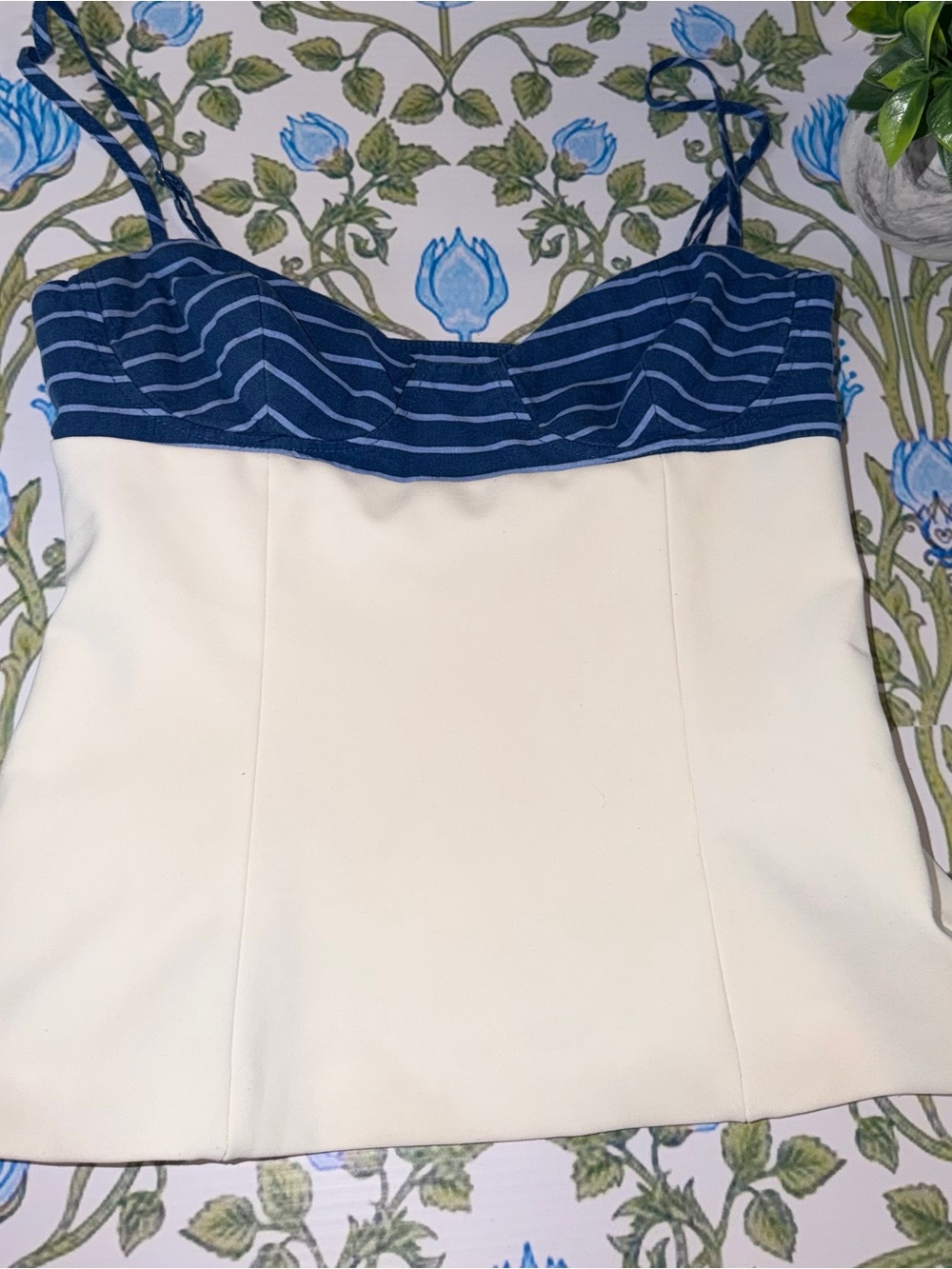 Zara Navy Striped Bust and Cream Camisole